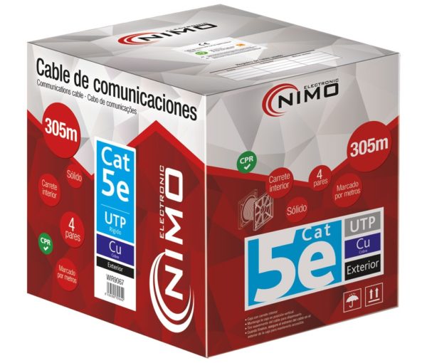 Cable para datos UTP Cat5e COBRE, rígido exterior, 305M, precio metro