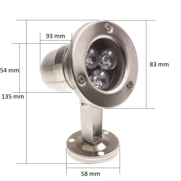 Foco LED de Superficie Inox 12V 3W Sumergible IP68 6000K - Imagen 2