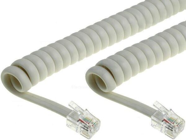 Cable Telefono RJ09 4P4C Espiral 2m color Marfil