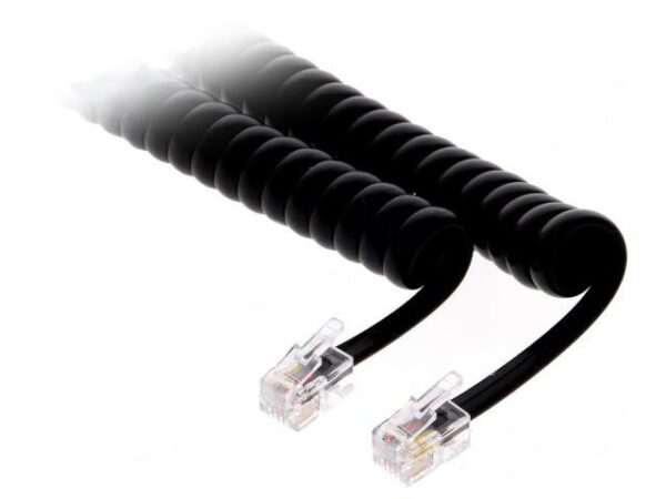 Cable Telefono RJ09 4P4C Espiral NEGRO 7m