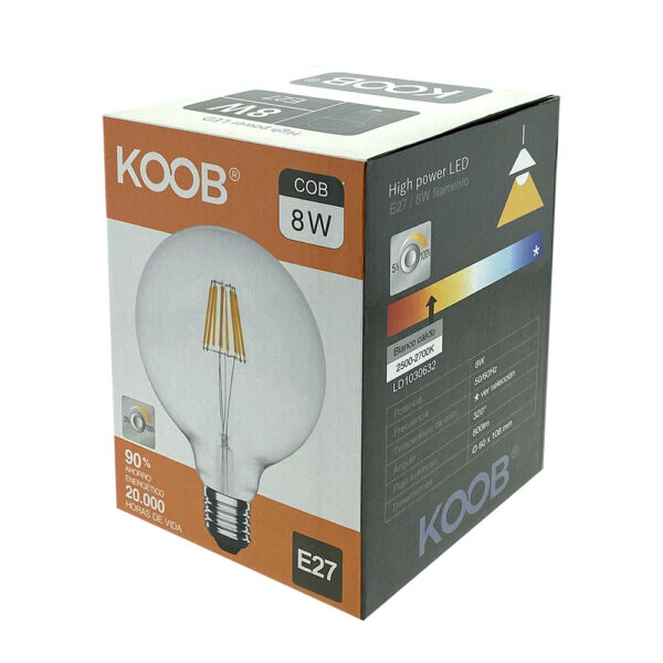 Bombilla Led E27 COB filamento 8W regulable - Imagen 4