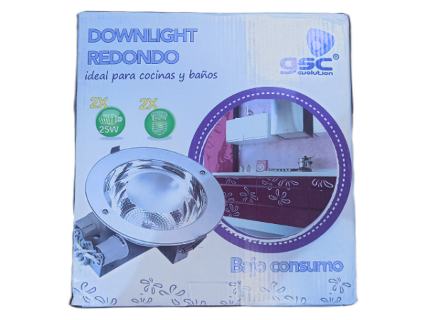 DownLight Redondo| Bajo Consumo | x2 25W | x2 E27| - Imagen 2