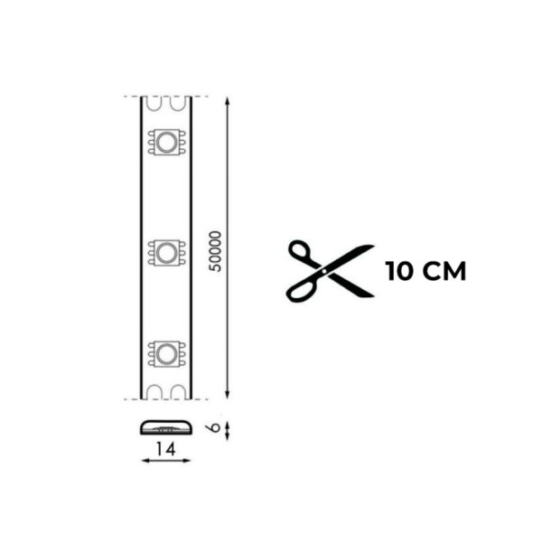 Tira LED 220VAC SMD2835 110LED/m 12W/m ww cálida 3000K - Imagen 2