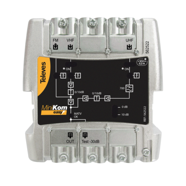 Central banda ancha MiniKom EasyF 3 entradas: FM-VHF-UHF 562522 Televes