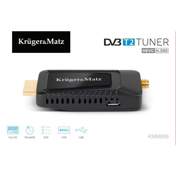 TDT Kruger & Matz Mini Dekoder Dvb-t2 H.265 Hevc km9999