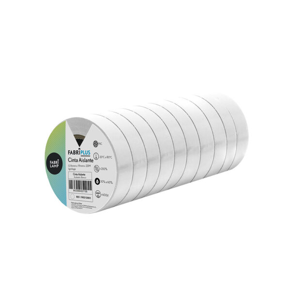 Rollo Cinta Aislante Pvc Blanca 19mmx20m Para Electricista Flexible Y Duradera