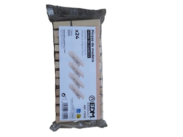 PACK 24 PINZAS DE MADERA 7cm EDM