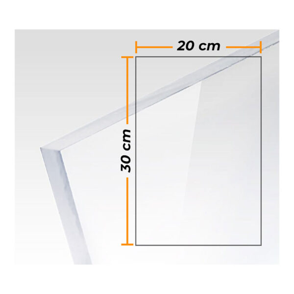 PLACA METACRILATO TRANSPARENTE COLADA 3mm - 20x30cm.