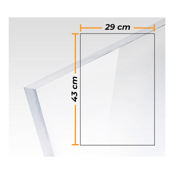 PLACA METACRILATO TRANSPARENTE COLADA 3mm - 29x43cm.