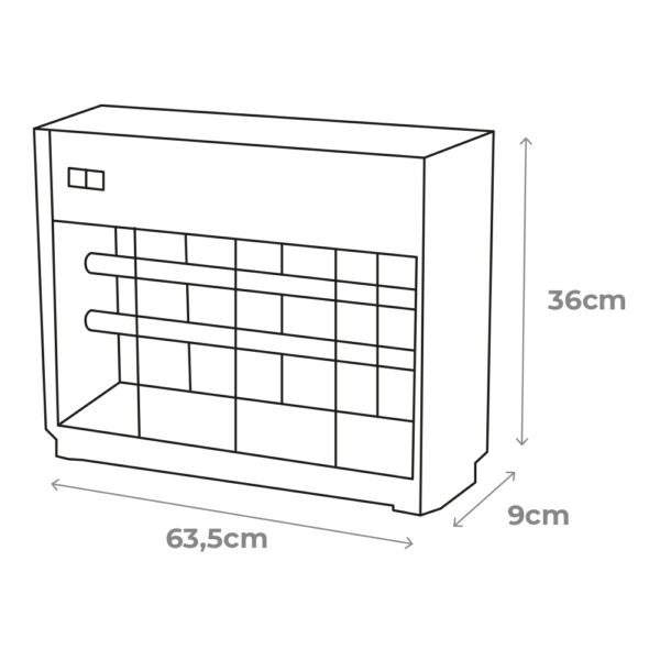 MATA INSECTOS PROFESIONAL ELÉCTRICO 2x20W 150m²  64x10x36cm COLOR CROMO/NEGRO EDM - Imagen 2