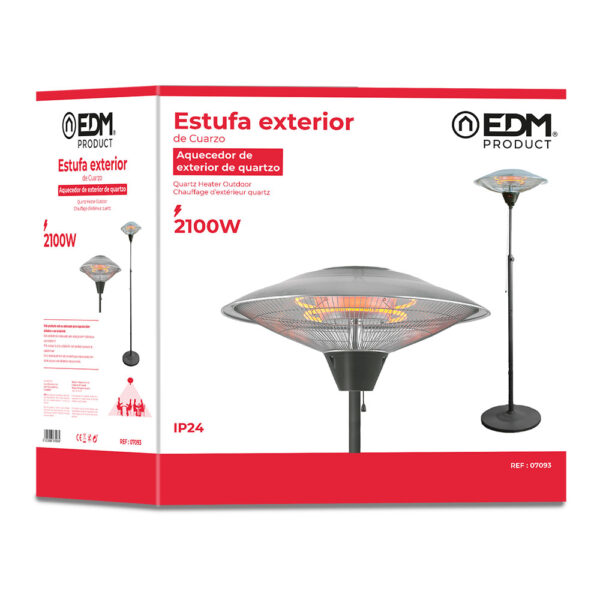 ESTUFA DE CUARZO DE EXTERIOR CON PIE 2100W - EDM - Imagen 2