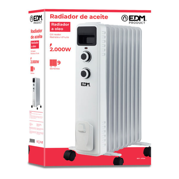 RADIADOR ACEITE (9 ELEMENTOS) 2000W "ALTURA 60cm" EDM - Imagen 2