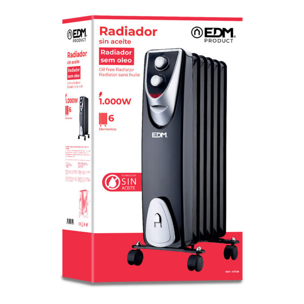 RADIADOR MODELO "BLACK EDITION" - SIN ACEITE - (6 ELEMENTOS) - 400/600/1000W - EDM - Imagen 2