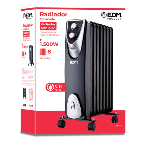 RADIADOR MODELO "BLACK EDITION" - SIN ACEITE - (8 ELEMENTOS) - 500-1000-1500W - EDM - Imagen 2