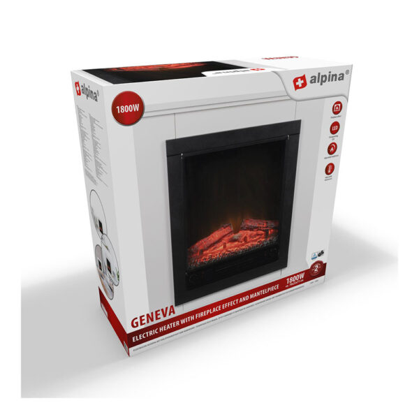 ESTUFA, CHIMENEA DE LED Y REPISA MODELO GENEVA 1800W - Imagen 4