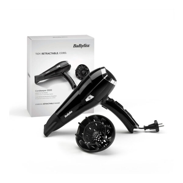 SECADOR DE PELO 2000W NEGRO CON CABLE RETRÁCTIL - Imagen 3