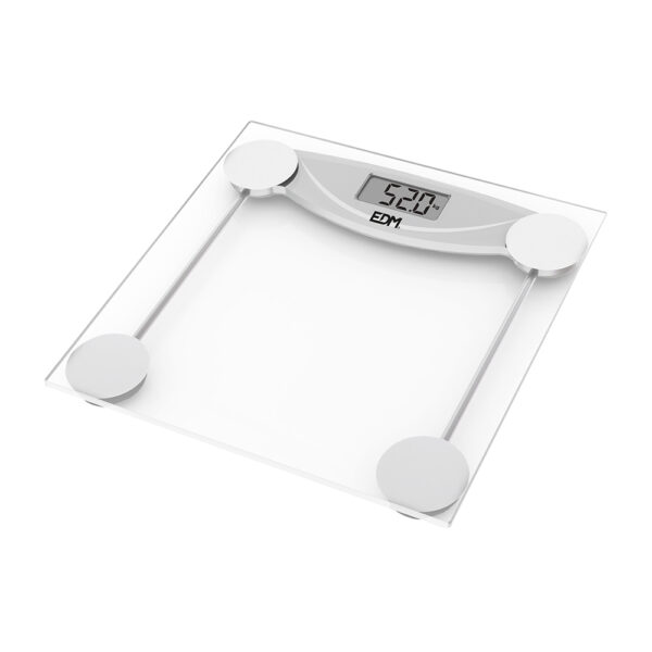 BASCULA DE BAÑO DIGITAL TRANSPARENTE MAX 180kg EDM