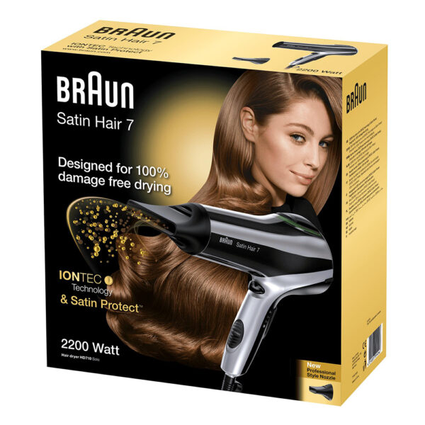 SECADOR DE PELO BRAUN BRHD710E NEGRO 2200W IÓNICO - Imagen 3