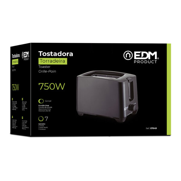 TOSTADORA DOBLE RANURA BLACK DESIGN 750W EDM - Imagen 2