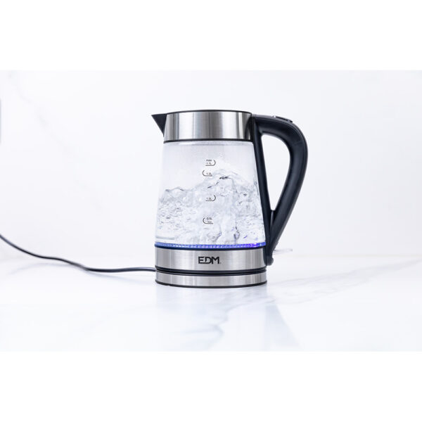 HERVIDOR DE AGUA DE CRISTAL + ACERO INOXIDABLE 1,7 LITROS 1850 - 2200W EDM - Imagen 7