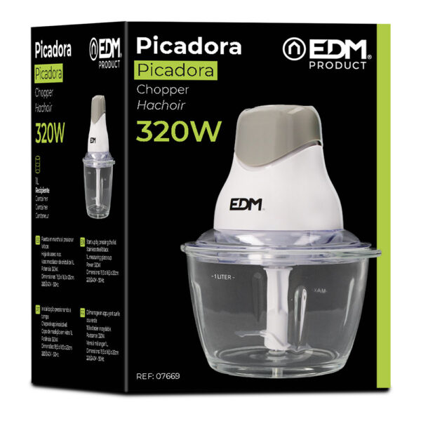 PICADORA CON RECIPIENTE DE CRISTAL 320W  EDM - Imagen 3