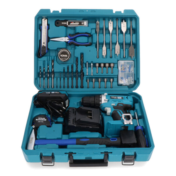 KIT MALETIN TALADRO ATORNILLADOR CON 70 ACCESORIOS 20V CON BATERÍA Y CARGADOR KOMA TOOLS - Imagen 3