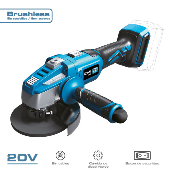 AMOLADORA 20 V BRUSHLESS (SIN BATERÍA NI CARGADOR) Ø125mm 37,5x12cm