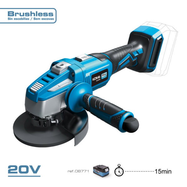 AMOLADORA 20 V BRUSHLESS (SIN BATERÍA NI CARGADOR) Ø125mm 37,5x12cm - Imagen 2