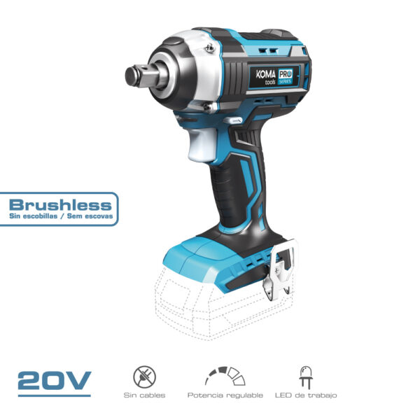 LLAVE DE IMPACTO 20 V BRUSHLESS 280 Nm (SIN BATERÍA NI CARGADOR)