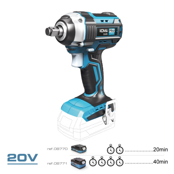 LLAVE DE IMPACTO 20 V BRUSHLESS 280 Nm (SIN BATERÍA NI CARGADOR) - Imagen 2