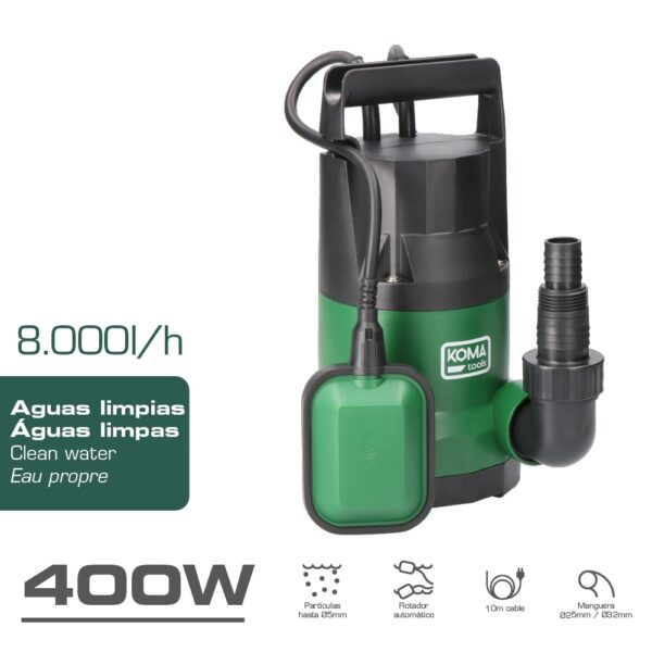 BOMBA SUMERGIBLE AGUAS LIMPIAS 400W