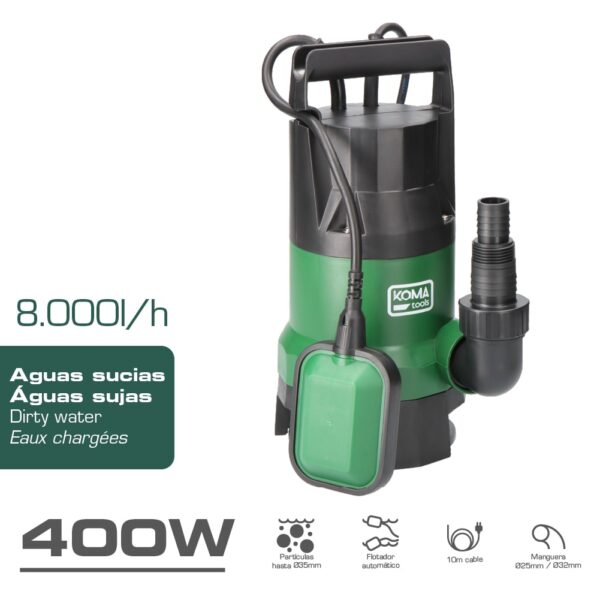 BOMBA SUMERGIBLE AGUAS SUCIAS 400W