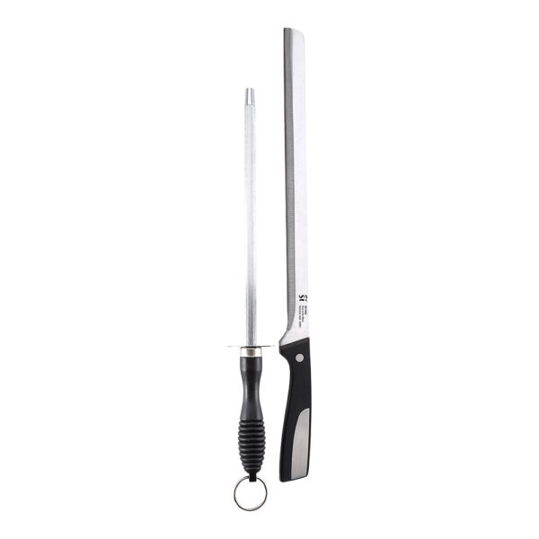 JUEGO DE 2 PIEZAS CUCHILLOS JAMONERO + CHAIRA ACERO INOX SG-4362 SAN IGNACIO