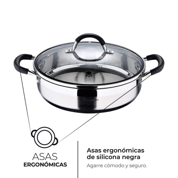 TARTERA Ø28x7,5cm 3,8L ACERO INOXIDABLE CON TAPA FOODIES BGMP-1503-BK MASTERPRO - Imagen 2