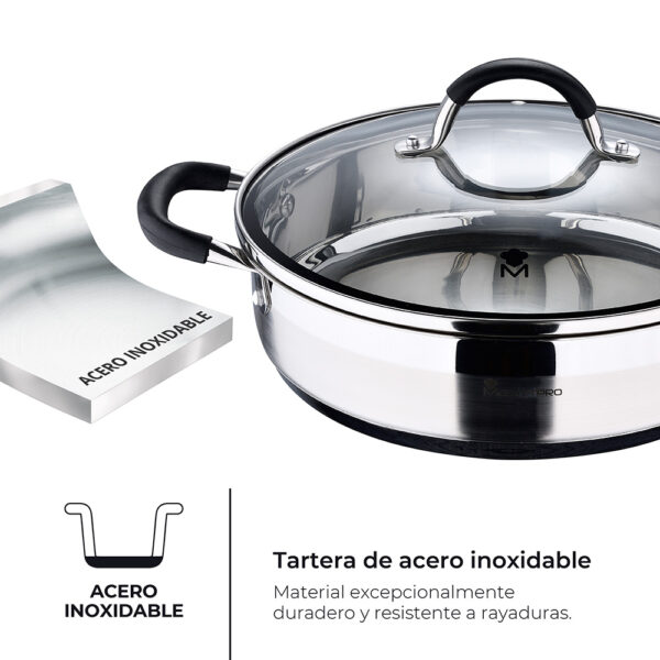 TARTERA Ø28x7,5cm 3,8L ACERO INOXIDABLE CON TAPA FOODIES BGMP-1503-BK MASTERPRO - Imagen 5