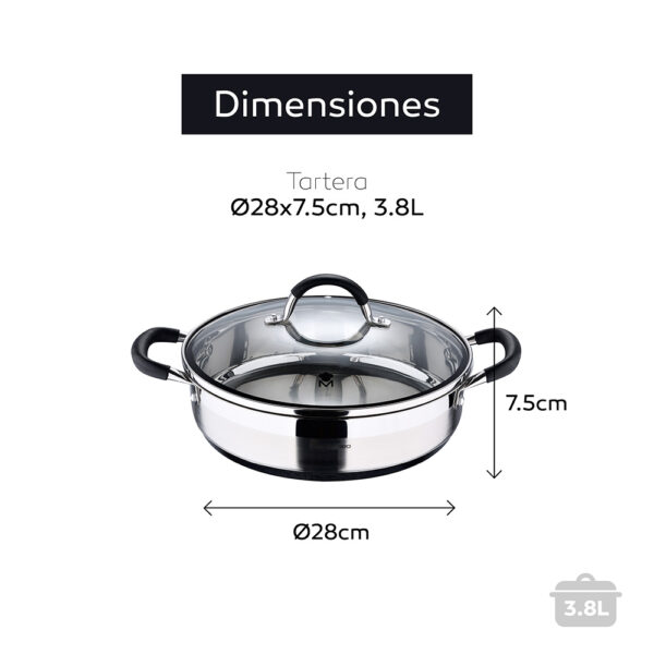 TARTERA Ø28x7,5cm 3,8L ACERO INOXIDABLE CON TAPA FOODIES BGMP-1503-BK MASTERPRO - Imagen 6