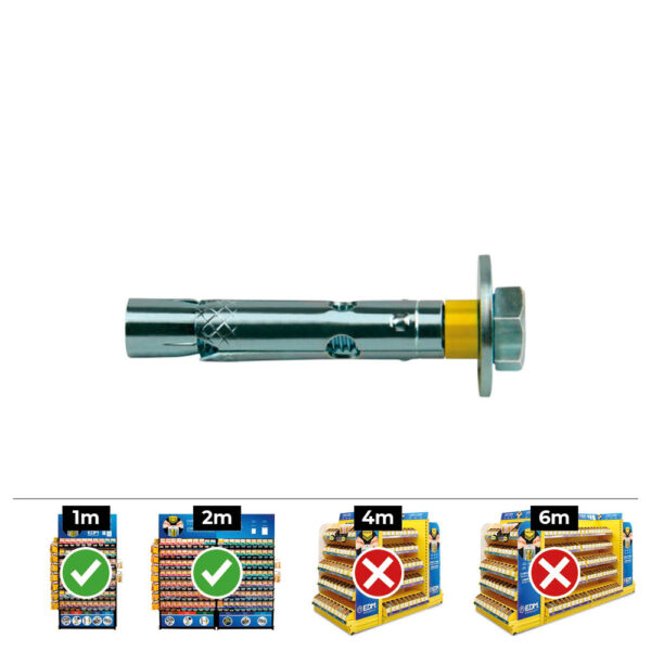 CAJA 30 UNIDADES ANCLAJE DYNABOLT TORNILLO M6 Ø8 x60mm ZINCADO