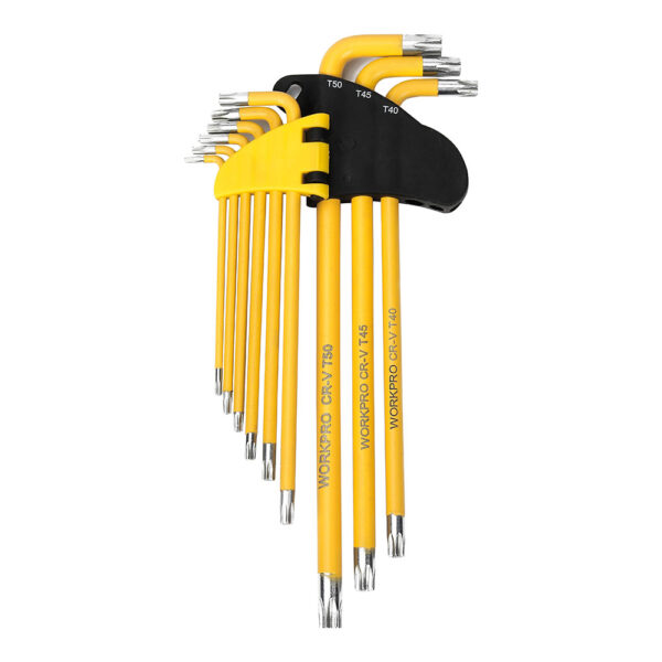 LLAVES TORX LARGAS, JUEGO DE 9 PIEZAS, DE SEGURIDAD. WORKPRO