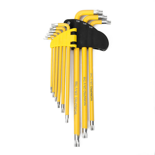 LLAVES TORX LARGAS, JUEGO DE 9 PIEZAS, DE SEGURIDAD. WORKPRO - Imagen 2