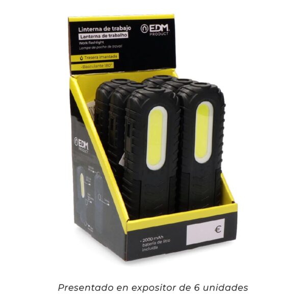 LINTERNA DE TRABAJO LED RECARGABLE CON USB. CON GANCHO + IMAN + SOPORTE. COB 5W 300 Lm / 3W 90 Lm - Imagen 5