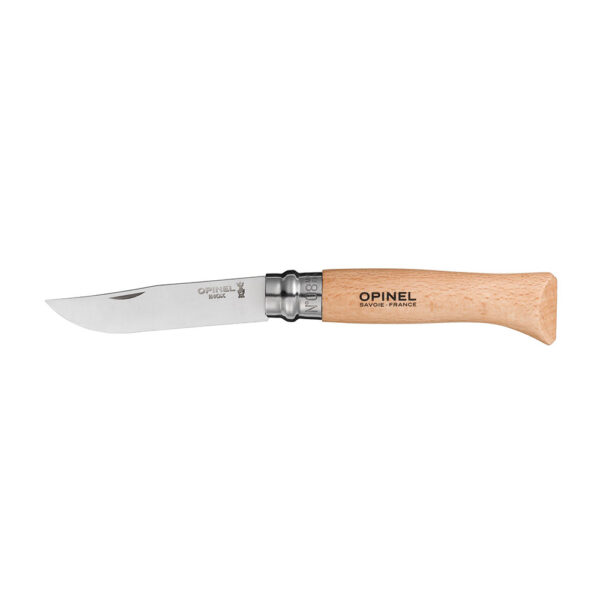 NAVAJA Nº8 DE ACERO INOXIDABLE HOJA 8,5cm. PUÑO MADERA DE HAYA. OPINEL