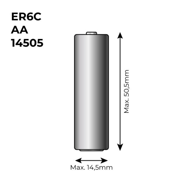 PILA DE LITIO ER6C - AA 3,6V (MOD. 14505) 2600mAh Ø14,5x50,5mm