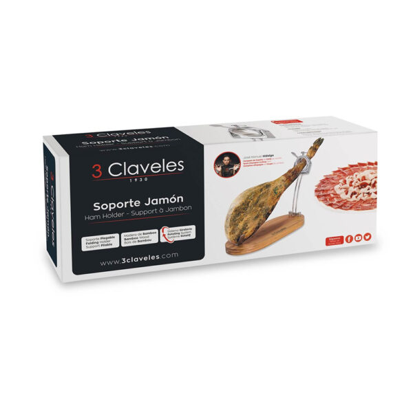 JAMONERO PLEGABLE CABEZAL GIRATORIO BASE MADERA 3 CLAVELES - Imagen 5