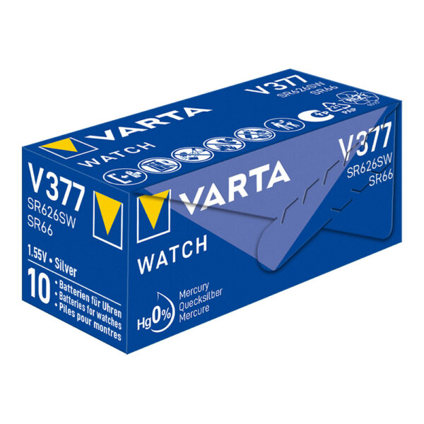 MICRO PILA DE BOTON VARTA SILVER SR66 - V377 1,55V (BLISTER 1 unid.) Ø6,8x2,5mm - Imagen 2