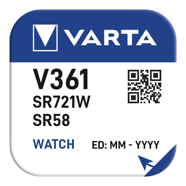 MICRO PILA DE BOTON VARTA SILVER SR58 - V361 1,55V (BLISTER 1 unid.) Ø7,9x2,1mm