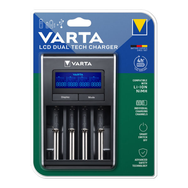 CARGADOR VARTA LCD DUAL TECH PARA PILAS  LI-ION Y NI-MH SIN PILAS 100/240V