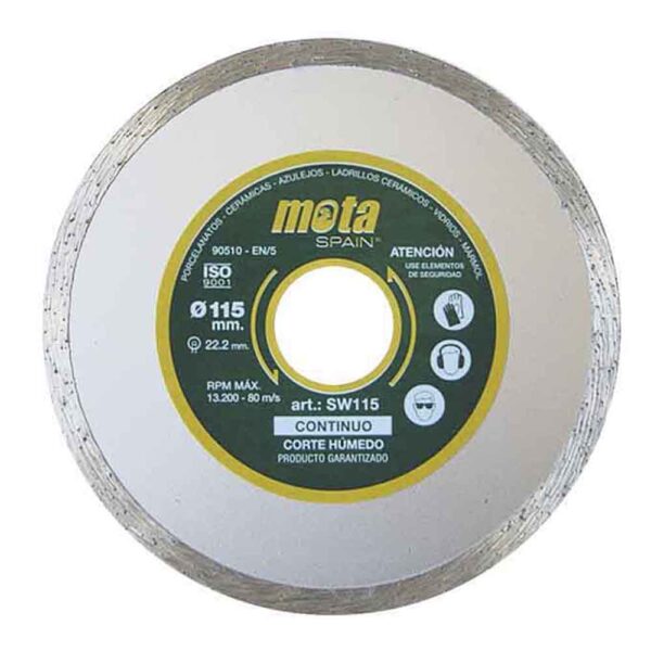 DISCO DIAMANTADO LISO CORTE HUMEDO Ø115mm CLP18 SW115 MOTA