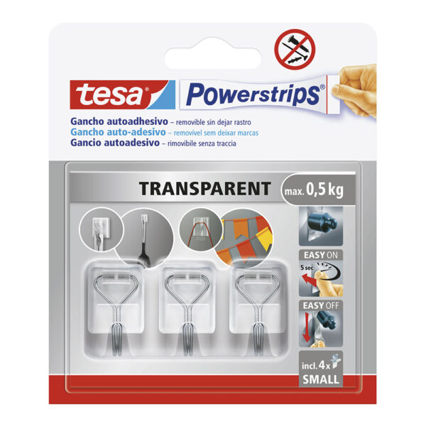 GANCHO AUTOADHESIVO POWERSTRIPS S, TRANSPARENTE