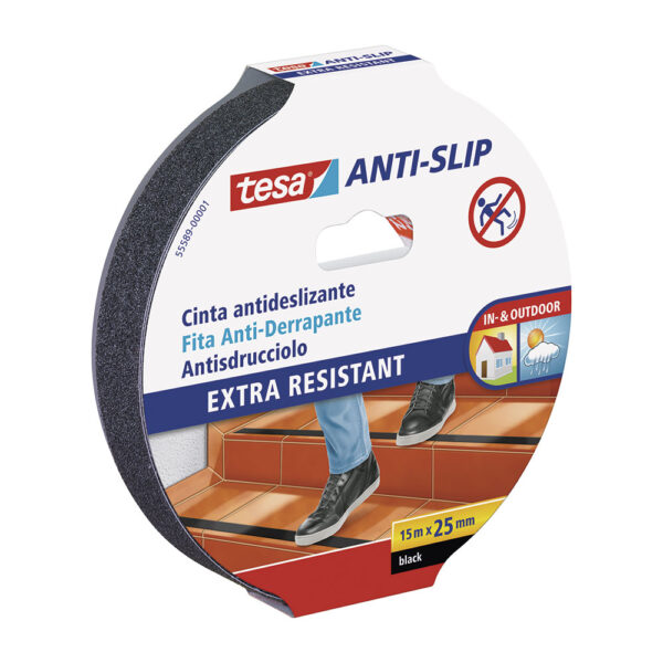 CINTAS ANTIDESLIZANTES 15m x 25mm NEGRA 55589 TESA