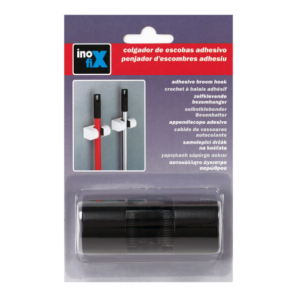 COLGADOR ESCOBAS CARENADO NEGRO MATE 2056-3 INOFIX - Imagen 2